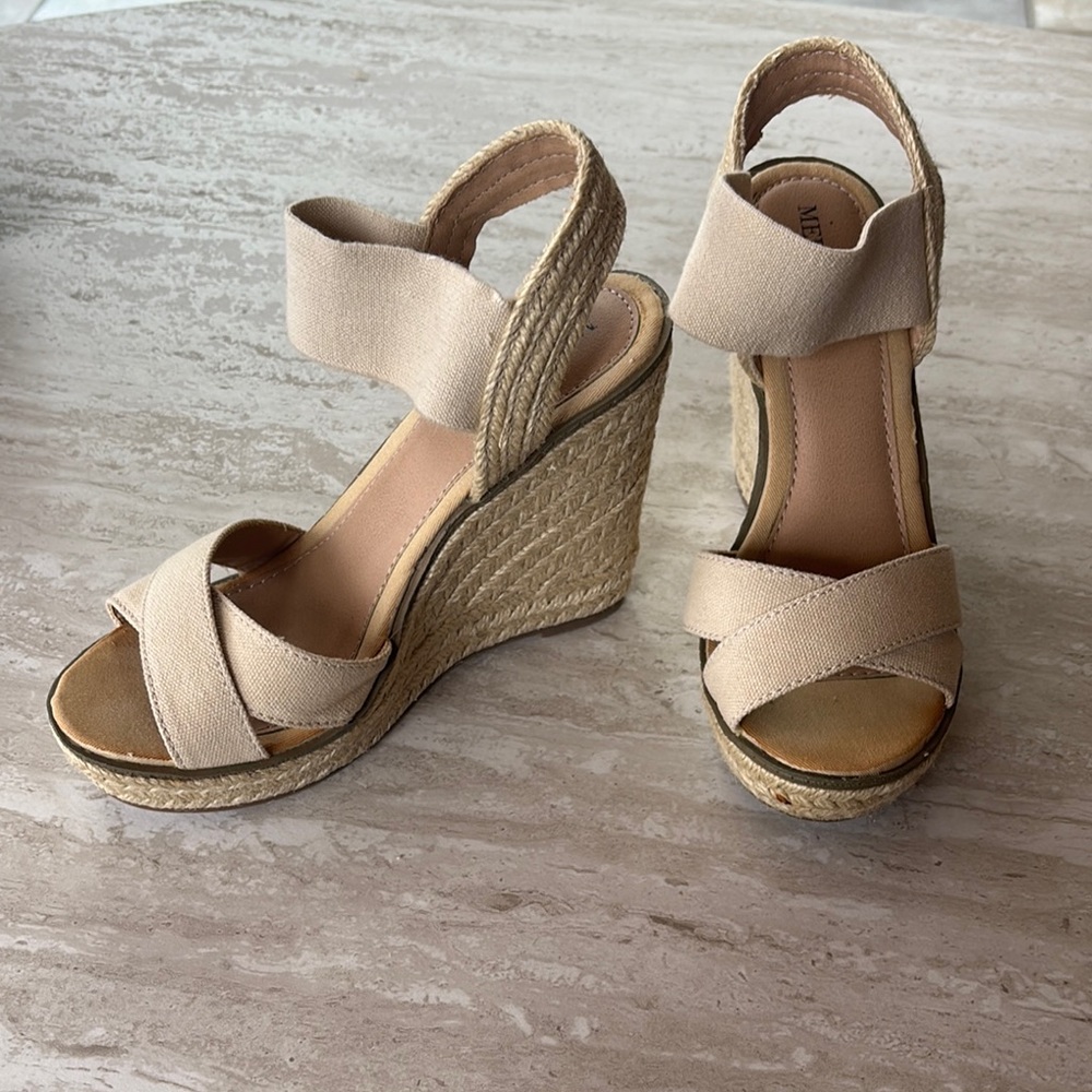 Merona Beige Wedge Sandals